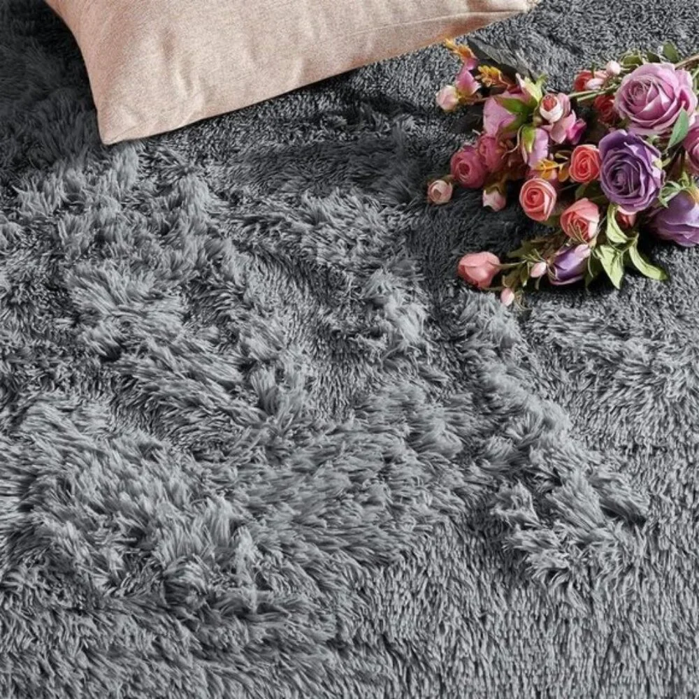 New 4x6 Grey Area Rug for Living Room, Soft Shaggy Non-Slip Carpet for Kids